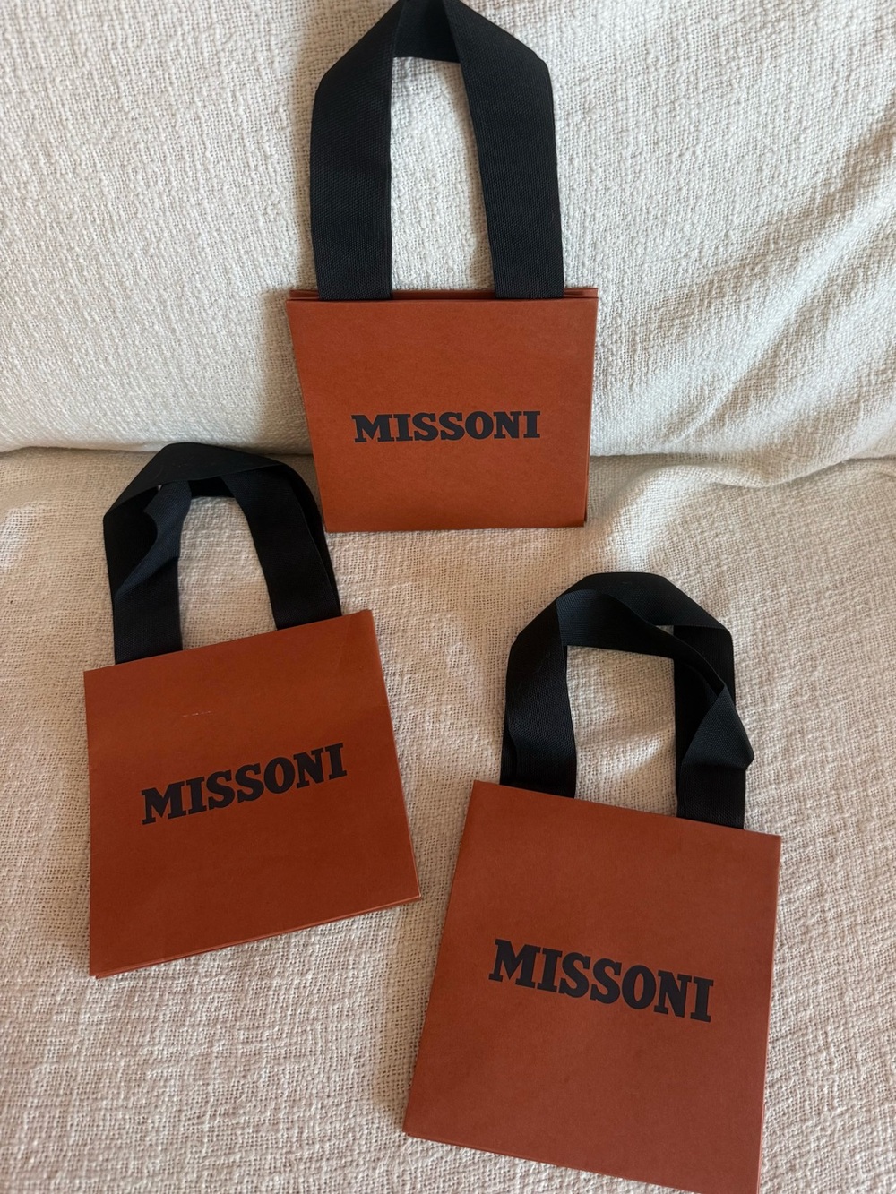 Set of 3 Missoni Brown Gift Bags  with Black Handles